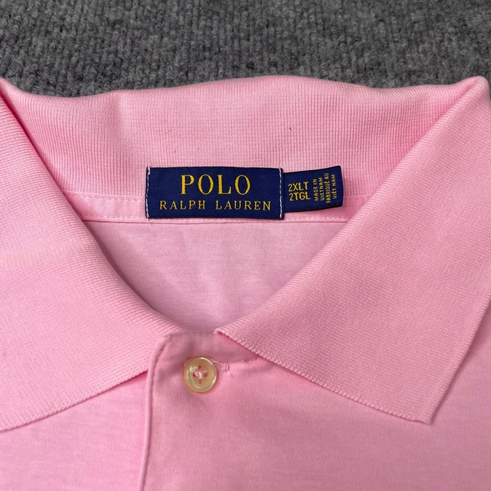 Polo Ralph Lauren Polo Shirt Mens 2XLT Pink Short Sleeve Cotton Pony Logo